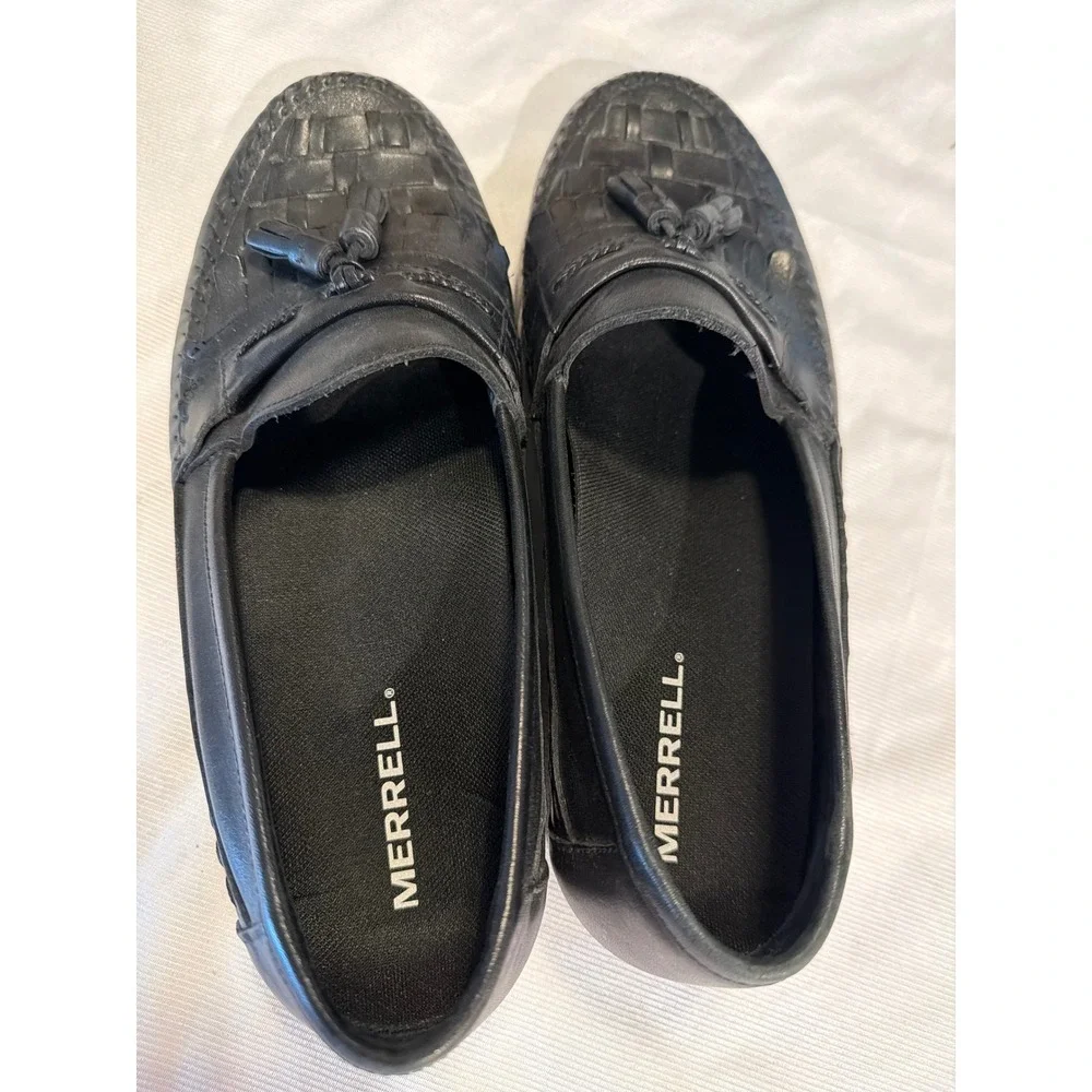Giorgio Brutini Mens Black Leather‎ Woven Tassel Loafers 9.5 M 8384 Brazil